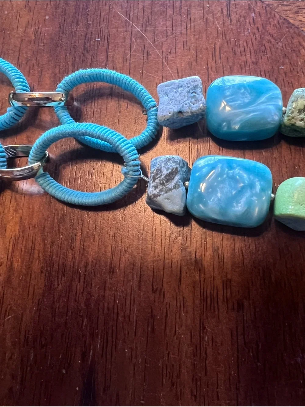 Chicos Turquoise & Lime Bead adjustable Necklace